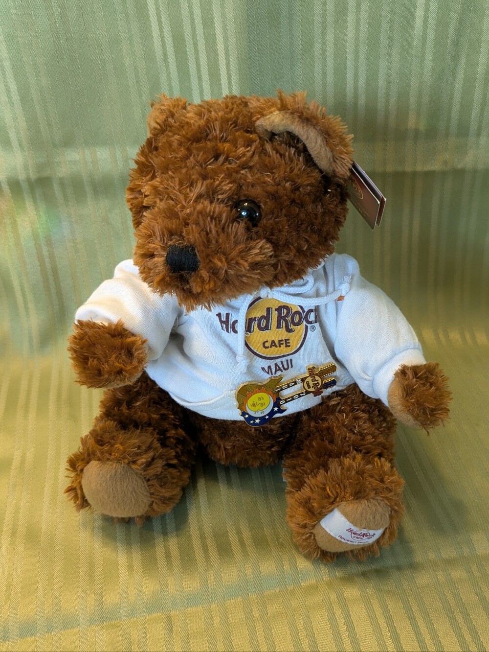 Hard Rock Cafe Maui Teddy Bear 2010 Plush Hoodie w/ Matching 2010 Guitar Pin HTB